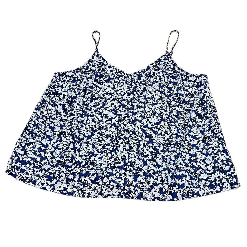 Halogen tank top blue and white floral, size XL